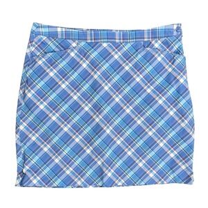 Dockers Golf Plaid Skort Size 8 Blue Stretch Pockets Side Zip Lined‎ Tennis